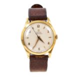 1950s Gentlemen's Omega 18ct gold wristwatch with manual-wind 283 calibre 17 jewel movement numbered