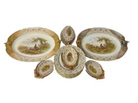 Service of Vitreous Royal Worcester transfer decorated and hand finished game bird table wares