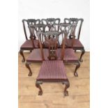 Set of six Chippendale revival mahogany dining chairs