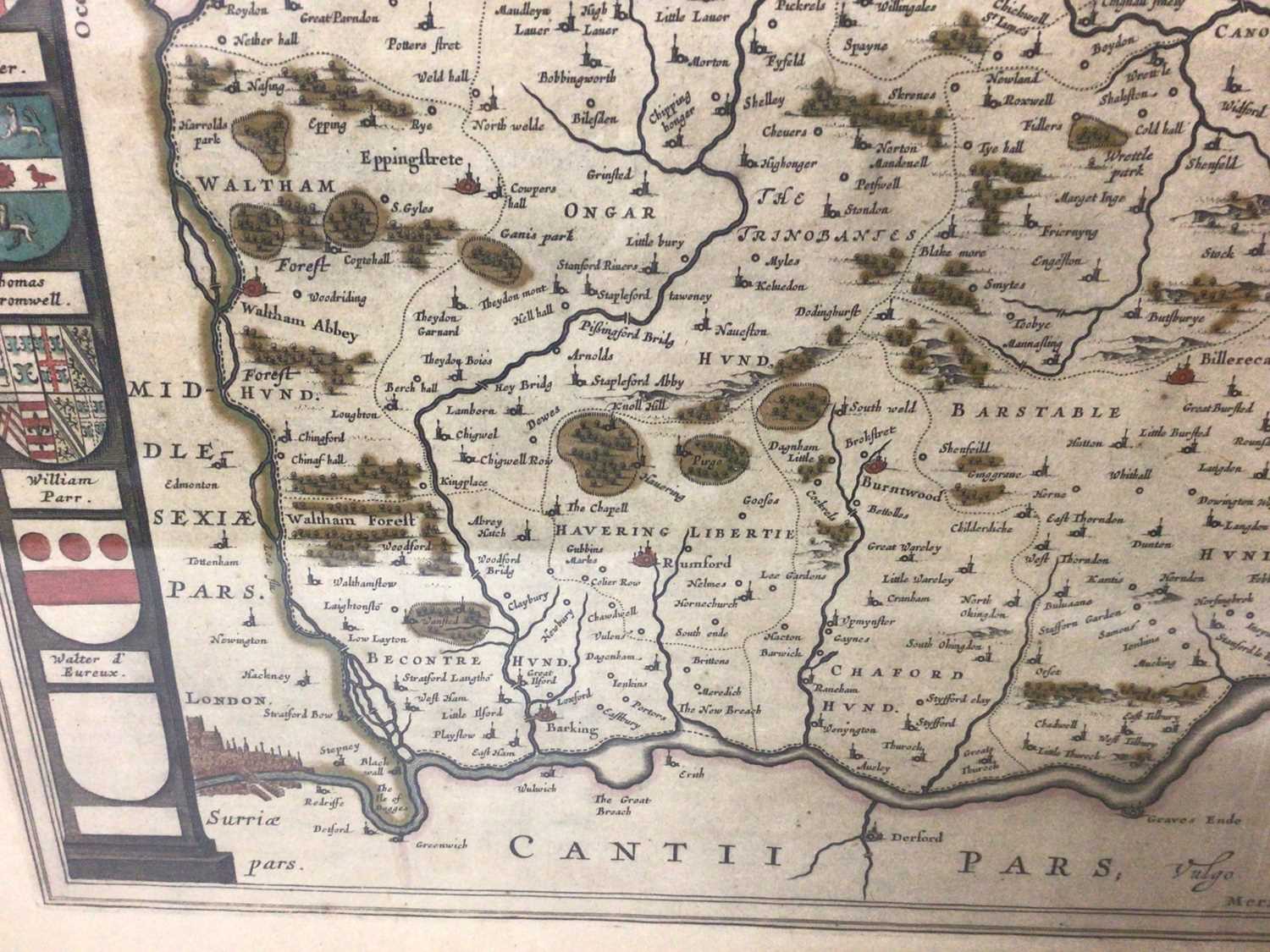 Johannes Blaeu: 17th century hand tinted engraved map of Essex - Image 4 of 6