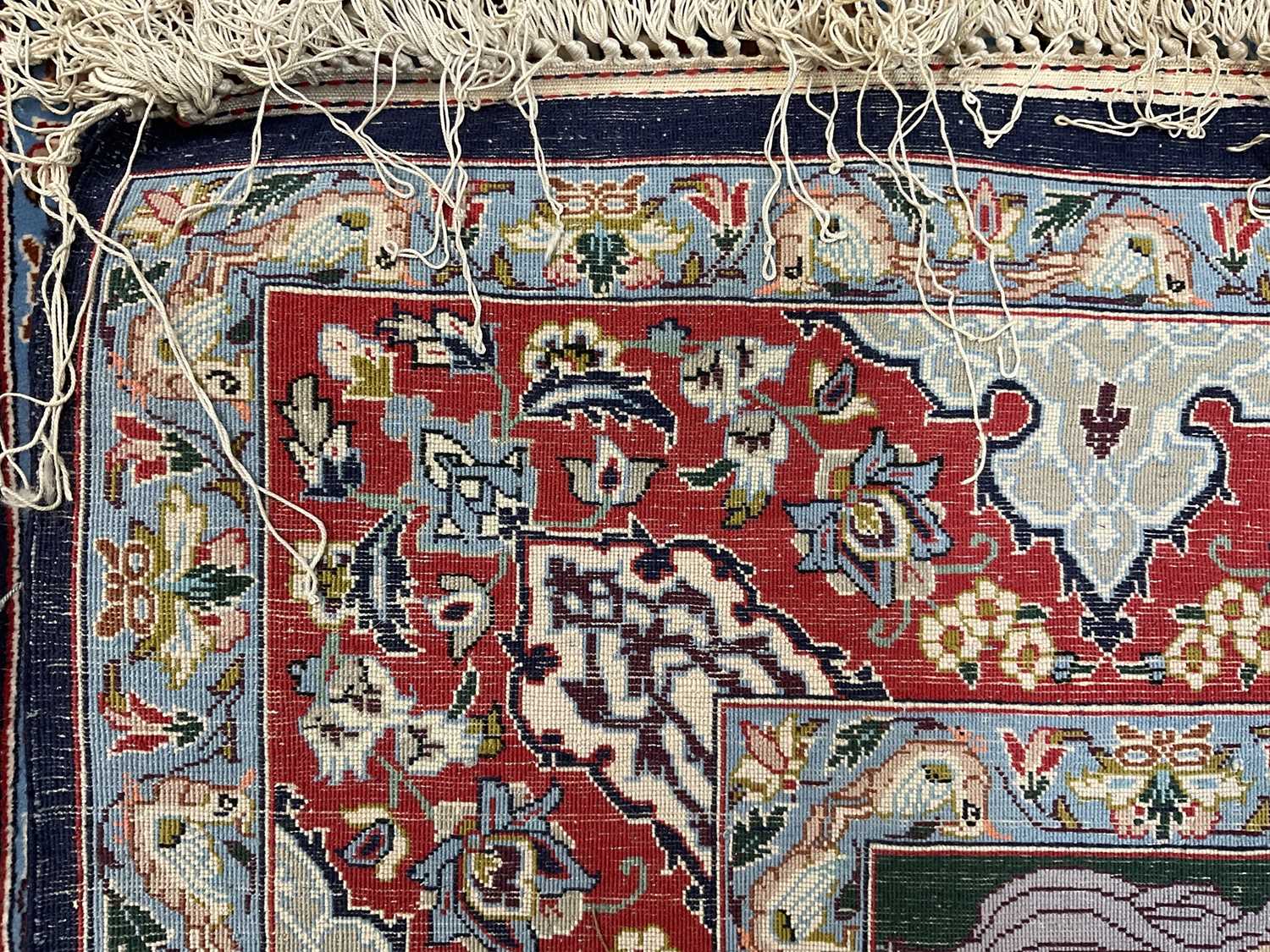 Fine part silk pictorial Isfahan - Image 7 of 7