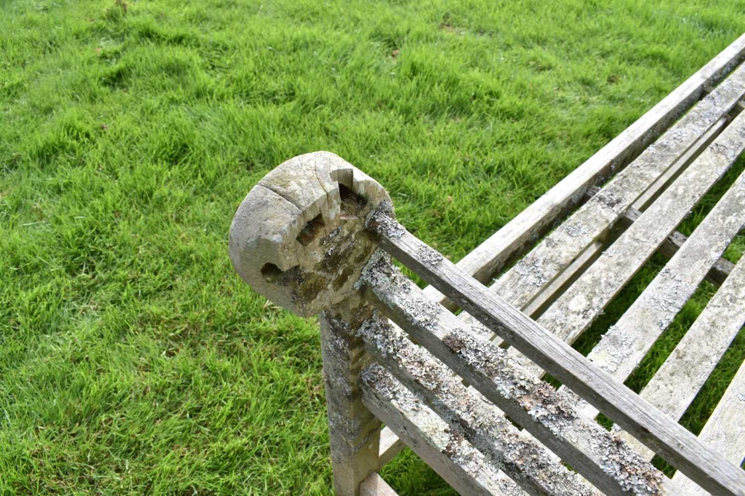 Lutyens style teak garden bench, approximately 166cm wide - Image 4 of 9