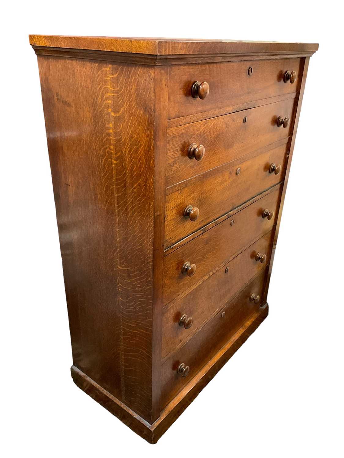Early 19th century brown oak narrow secretaire chest