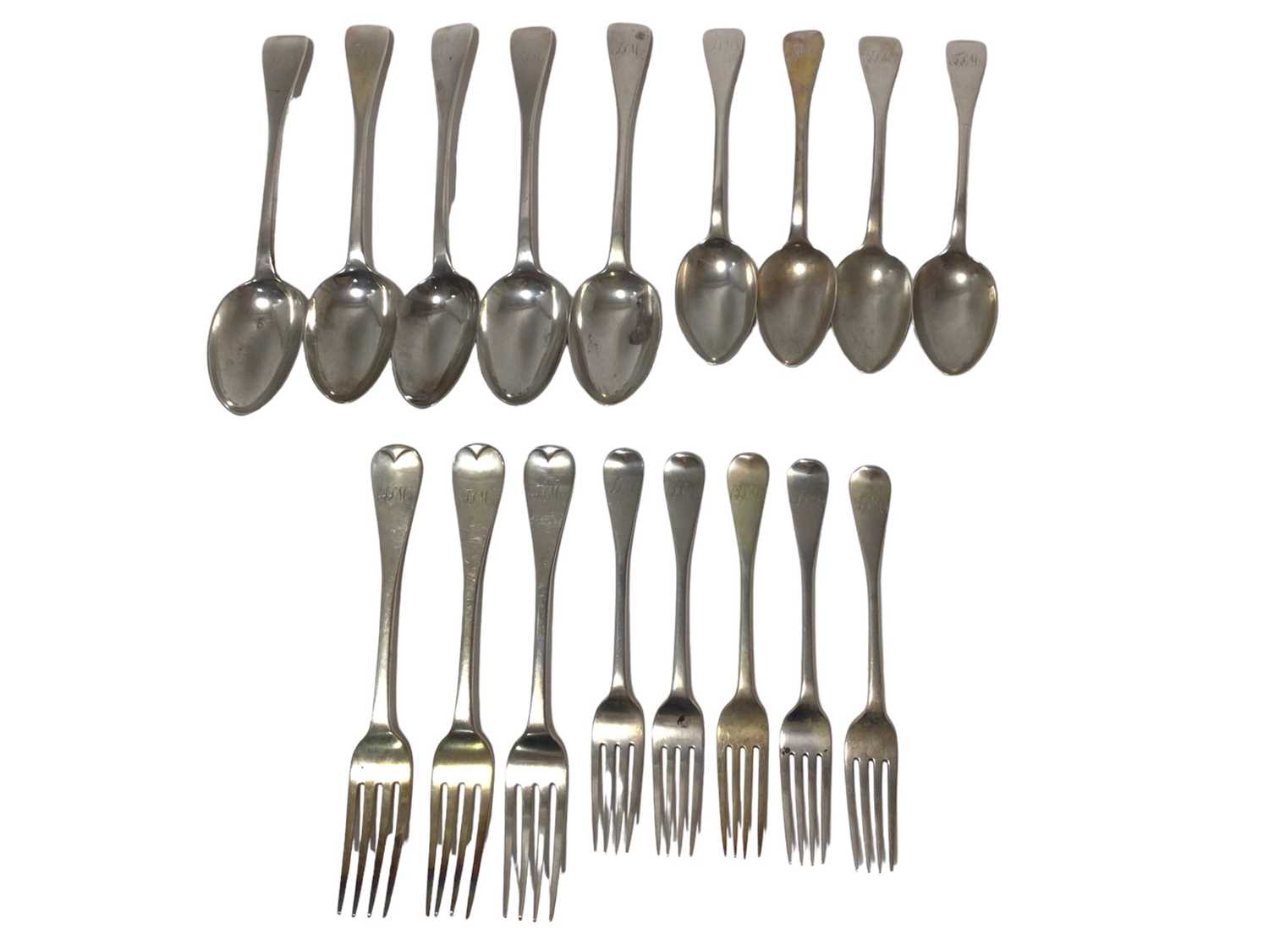 William IV/Victorian silver Old English pattern flatware