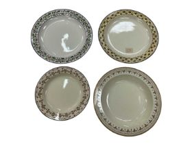 Four Wedgwood creamware and pearlware plates, with painted borders