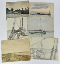 Fid Harnack (1897-1983) collection of twelve sketchbook works in watercolour and pencil, mostly coas