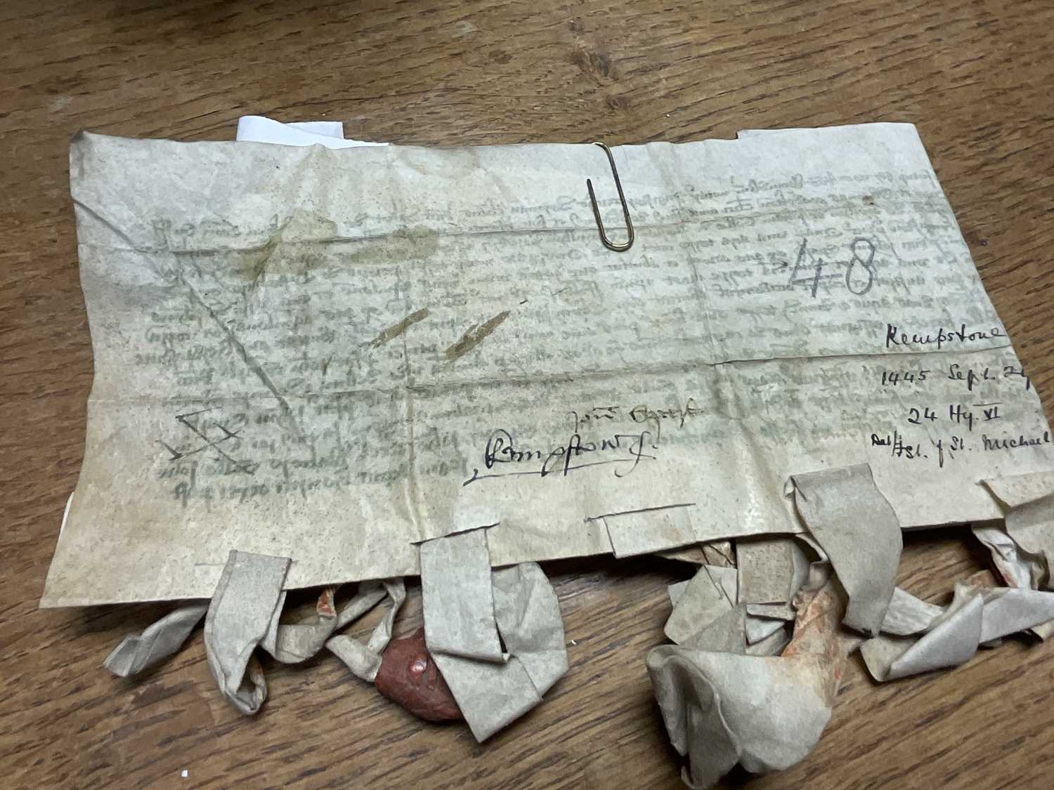 Of Norfolk interest: Good collection of early indentures on vellum and paper - Image 42 of 58