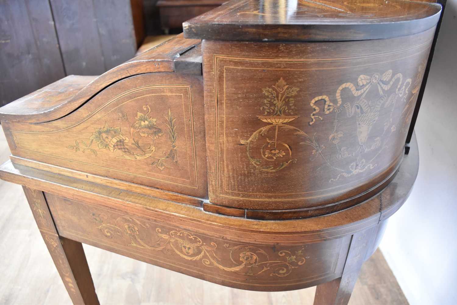 Edwardian mahogany and marquetry Carlton House desk - Image 11 of 27