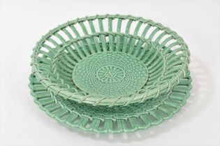 Wedgwood green glazed round basket and stand