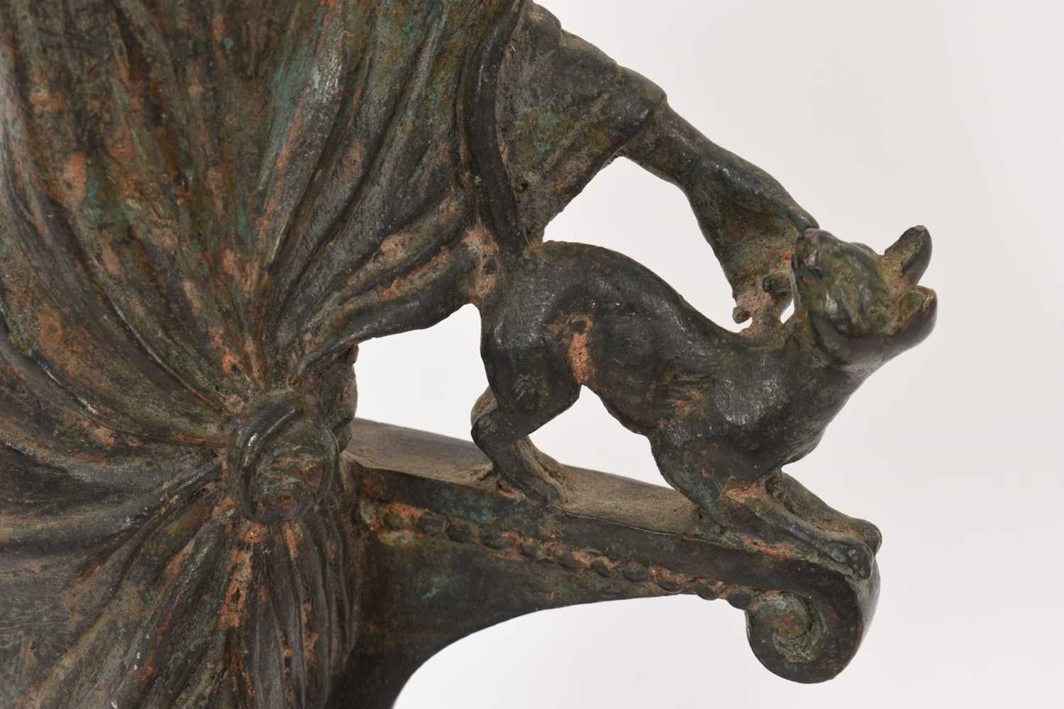 Bronze sculpture of a woman stroking a cat, c.1930s - Image 3 of 4