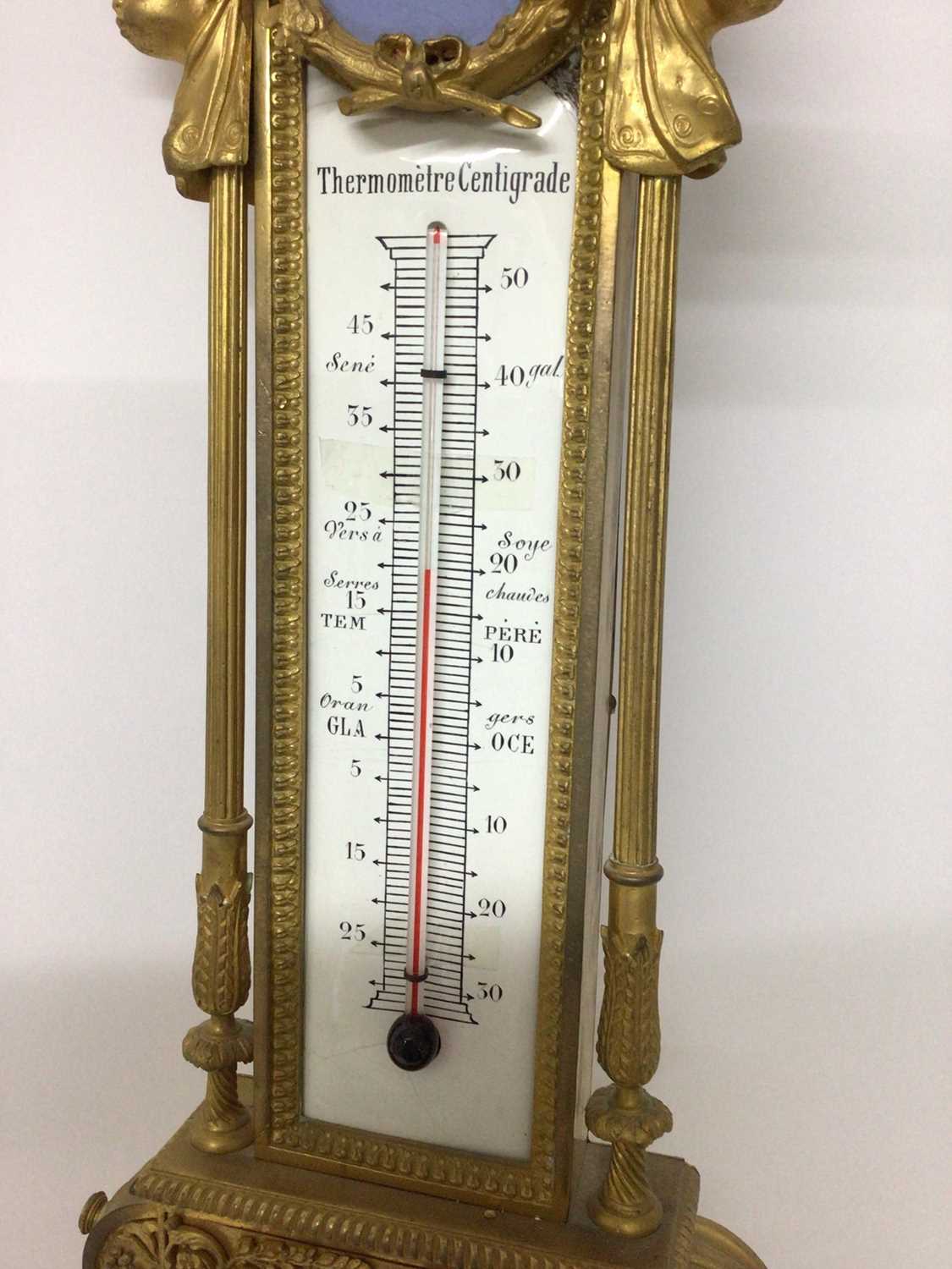 Ornate 19th century French ormolu and porcelain mounted barometer, later painted dial, signed Thierr - Image 3 of 8