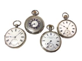 Four various 19th century silver cased pocket watches