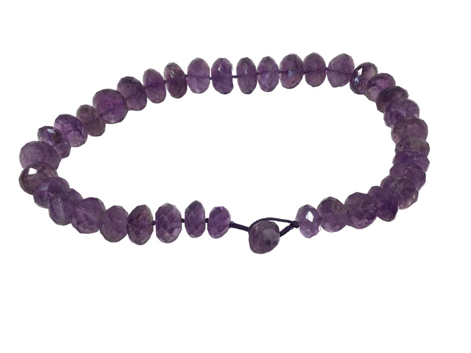 Amethyst bead necklace with a string of graduated faceted amethyst beads