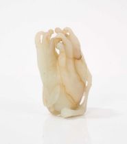 18th / 19th century celadon jade snuff bottle in the form of a Buddha's hand