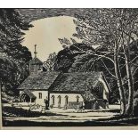 Louis Prince (act.1923-1959) linocut - Middleton Church, signed and titled below in pencil, and sig