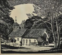 Louis Prince (act.1923-1959) linocut - Middleton Church, signed and titled below in pencil, and sig