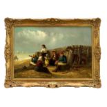 Thomas Smythe (1825-1906) oil on canvas - Family Group on a Beach, signed, 36cm x 53.5cm, in gilt fr