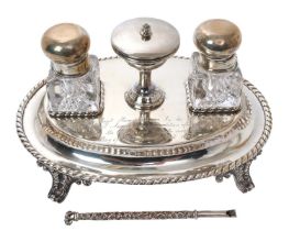 Early 20th century Portuguese silver inkstand