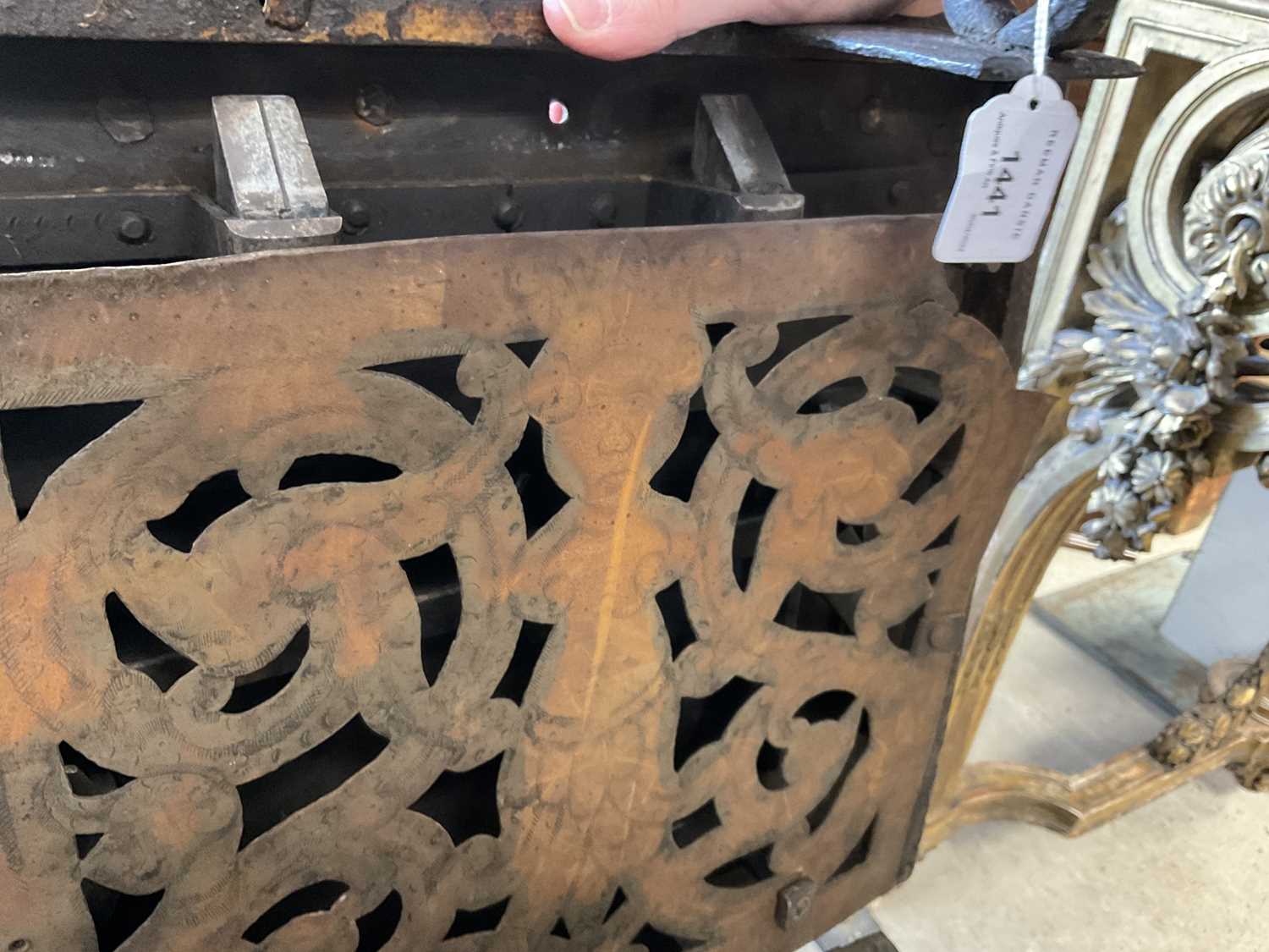 17th century German iron Armada chest with intricate locking system, key marked S. Morden - Image 11 of 23