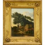 Attributed to John Crome (1768-1821) oil on panel - Scene on the Wensum in Norwich at Gibraltar Inn,