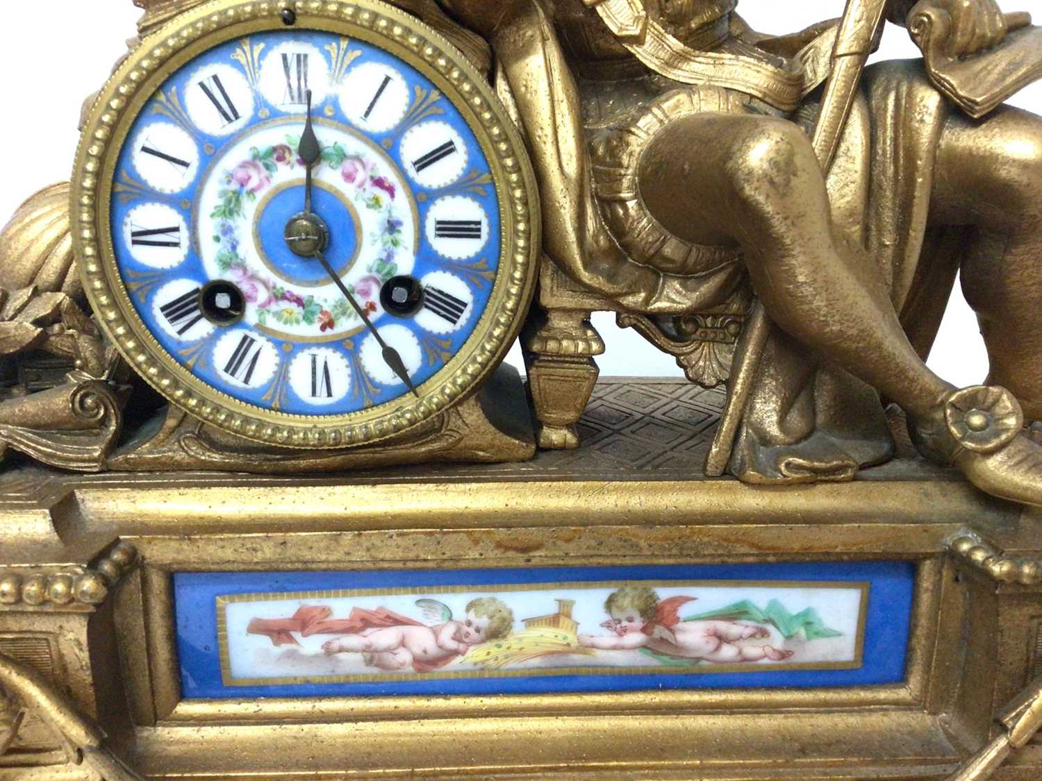 Late 19th century French gilt metal mantel clock - Image 3 of 4