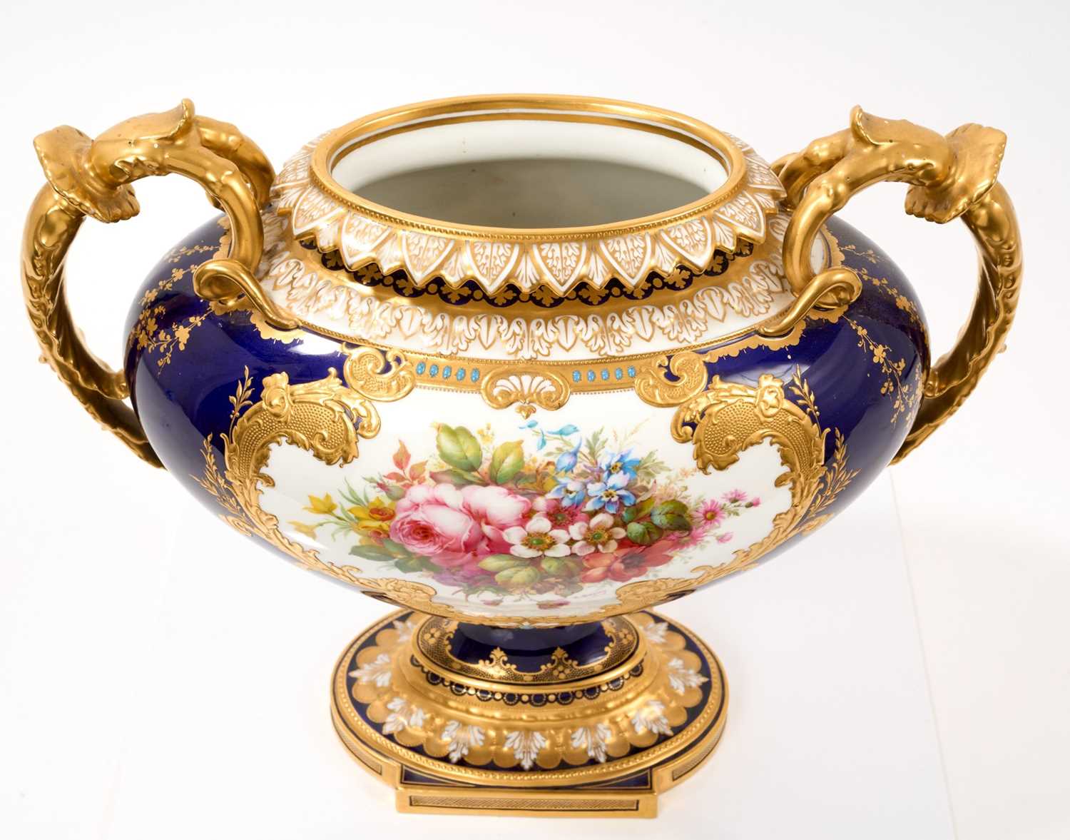 Royal Crown Derby large two handled vase painted by Albert Gregory, marks for 1915 - Image 2 of 3
