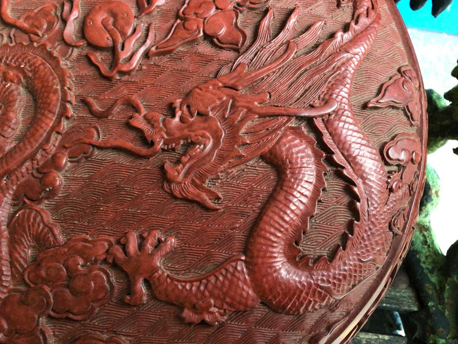 A Chinese box and cover decorated with dragons, Qianlong mark but later - Image 4 of 14