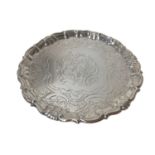 Georgian silver card tray, later engraved