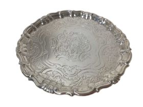 Georgian silver card tray, later engraved