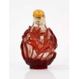 19th century Peking red overlay glass snuff