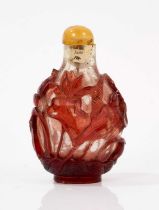 19th century Peking red overlay glass snuff