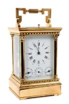 20th Century French carriage clock by L’Epee, the white enamelled dial with Roman and Arabic numeral