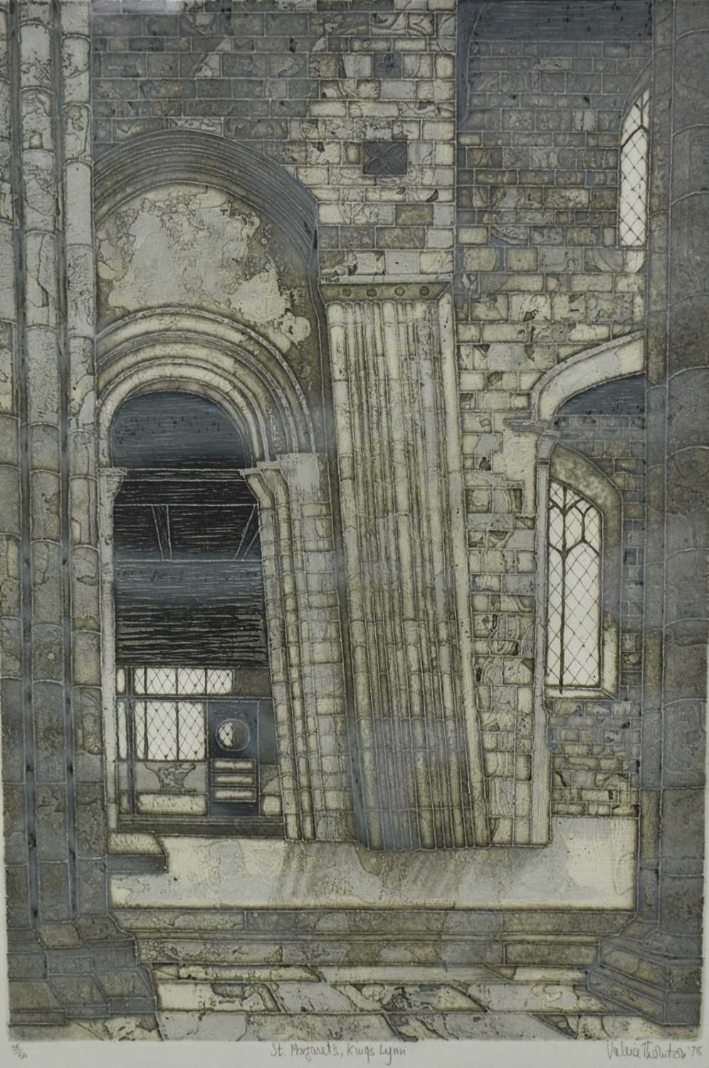 *Valerie Thornton (1931-1991) etching and aquatint - St Margaret's King's Lynn, signed and dated '78