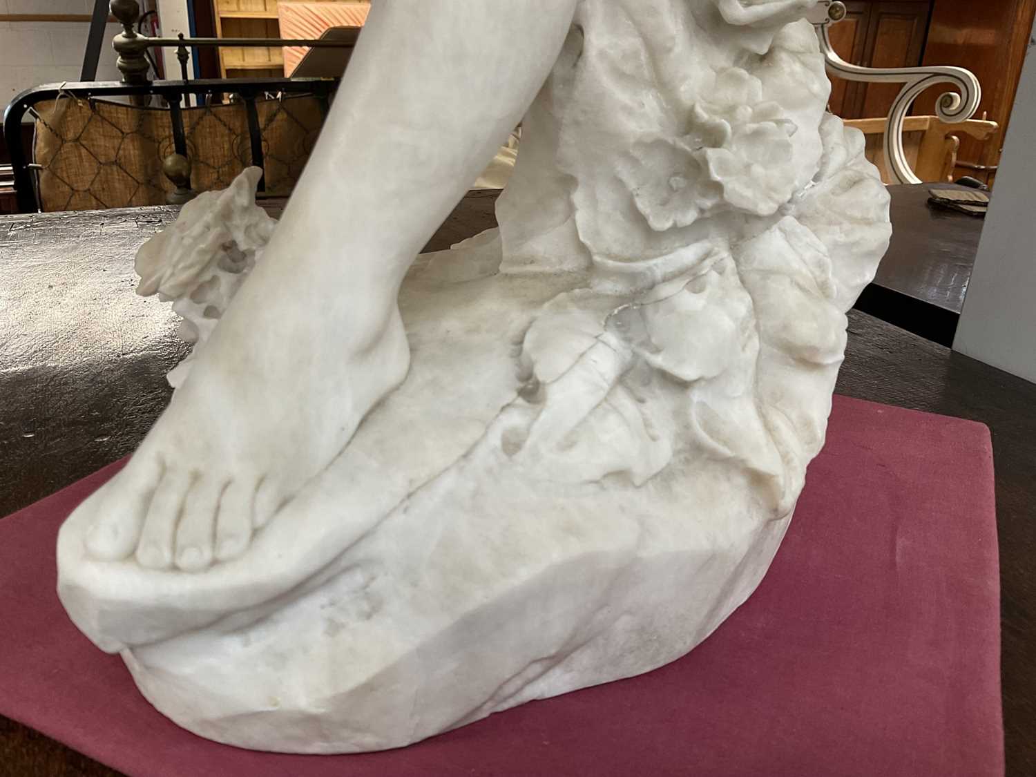 Late 19th century Italian carved marble sculpture of a child playing a lute, signed - Image 8 of 8