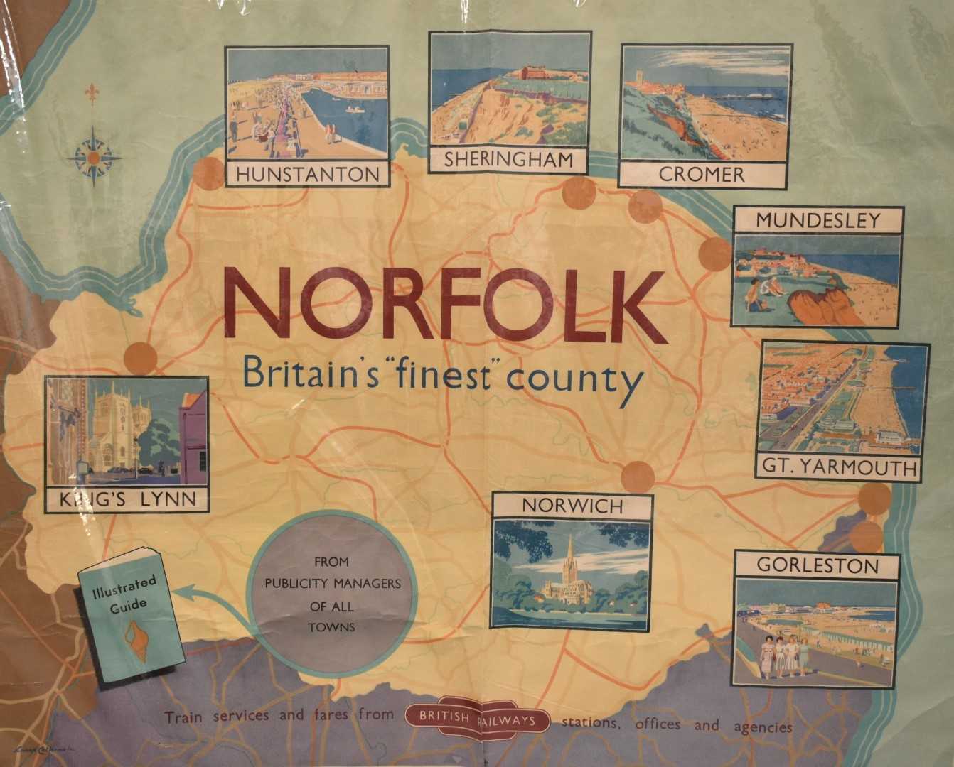 Lance Cattermole (1898-1992) vintage travel poster for Norfolk "Britains Finest County", published b