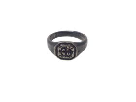 Medieval silver seal ring with St monogram