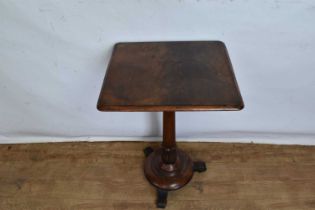 Regency square topped single mahogany pedestal table