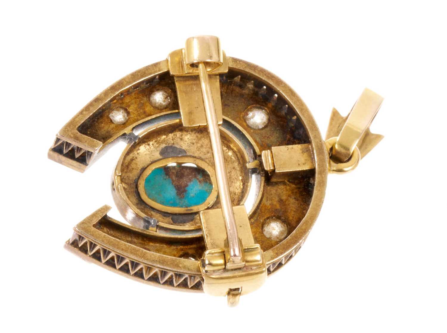Late 19th century diamond and turquoise pendant brooch with detachable fittings - Image 2 of 3