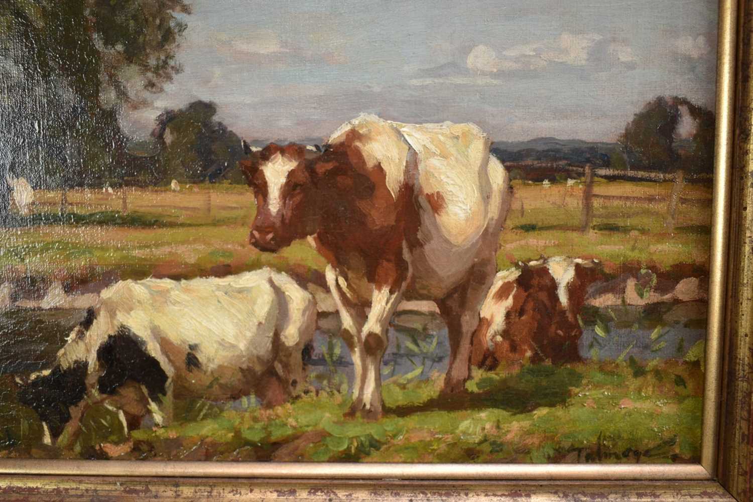 Algernon Mayow Talmage (1871-1939) oil on canvas - Cattle grazing beside the Stour at Dedham, signed - Image 4 of 13