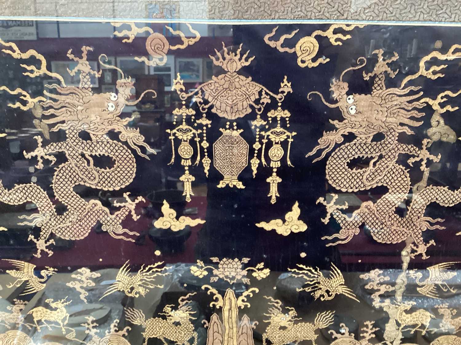 Fine Chinese Qing Dynasty or earlier Imperial gold thread embroidered rank badges - Image 7 of 8