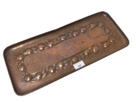Newlyn copper tray, decorated with a foliate band
