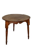 19th century oak and fruitwood cricket table, 76cm diameter