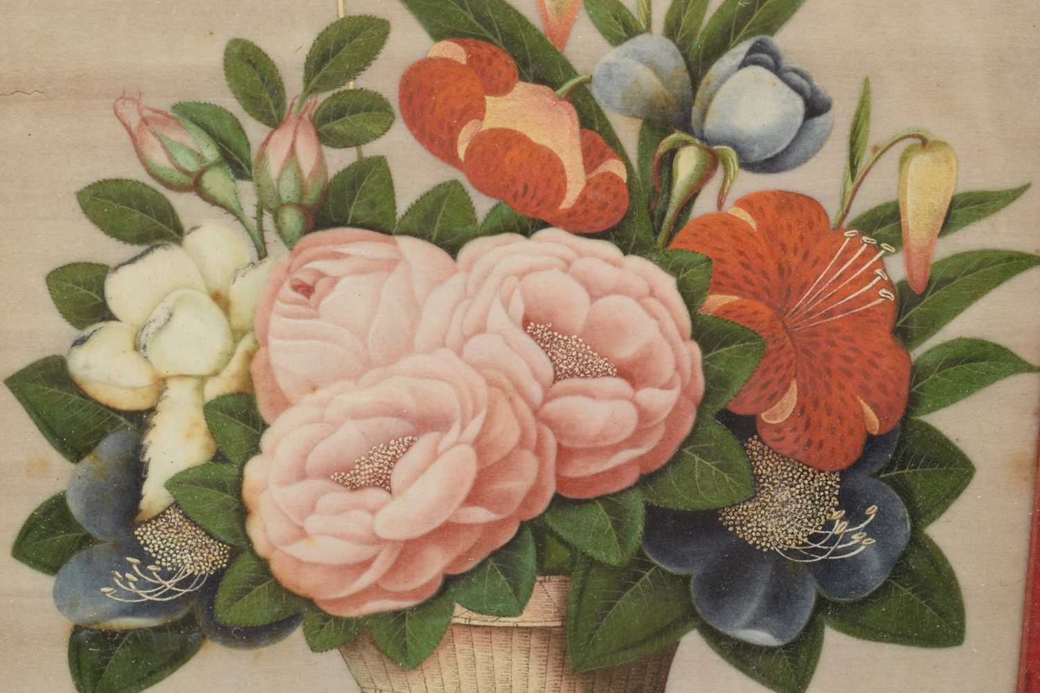 Chinese painting on pith paper of a vase of flowers, glazed frame - Image 2 of 3