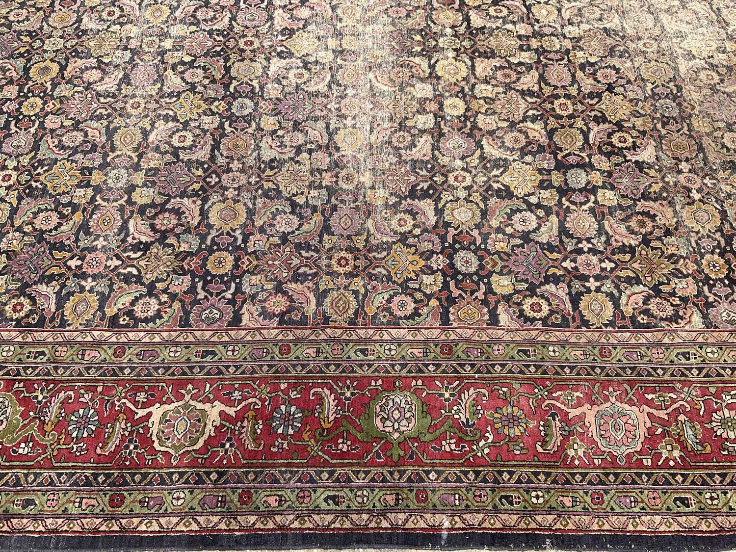 Good early Persian Bijar carpet, with allover floral knotwork on midnight blue ground, 400 x 300cm - Image 6 of 21