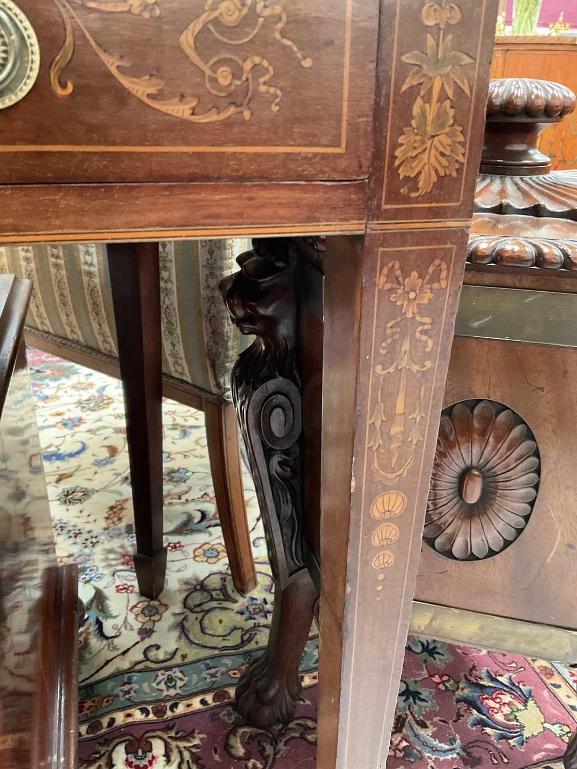 Edwardian mahogany and marquetry Carlton House desk - Image 13 of 27
