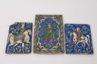 Three antique Persian tiles