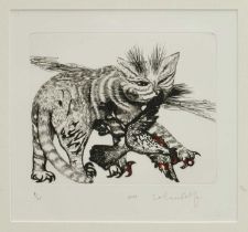 *Colin Self (b.1941) limited edition etching - The Cat Wins, signed and dated 2009, numbered 4/24, 1