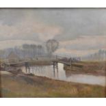 Paul Earee (1888-1968) oil on board - Ladies Bridge, 41cm x 48cm, landscape study verso, Gainsboroug