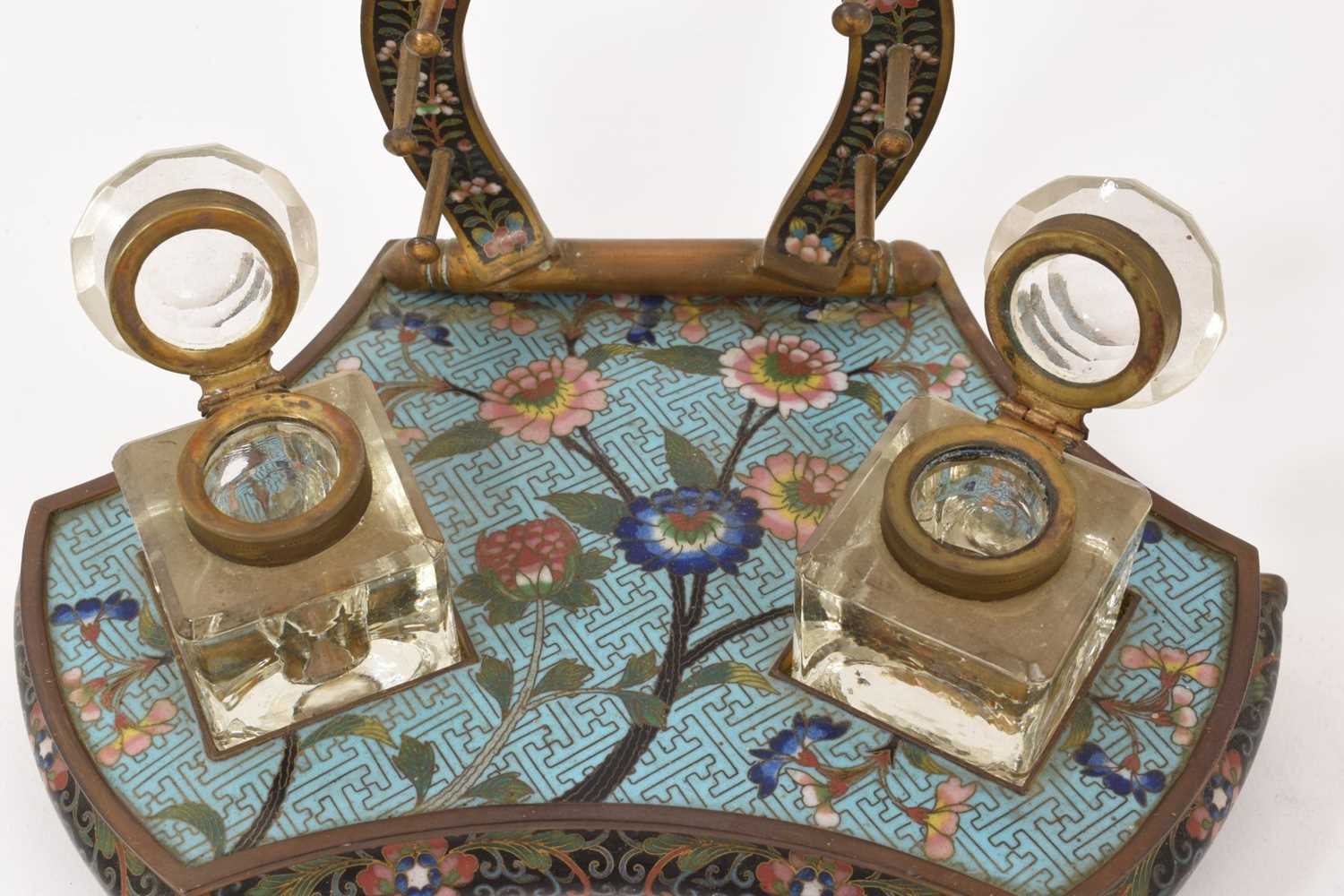 Late 19th century Japanese cloisonné enamel inkstand - Image 2 of 3