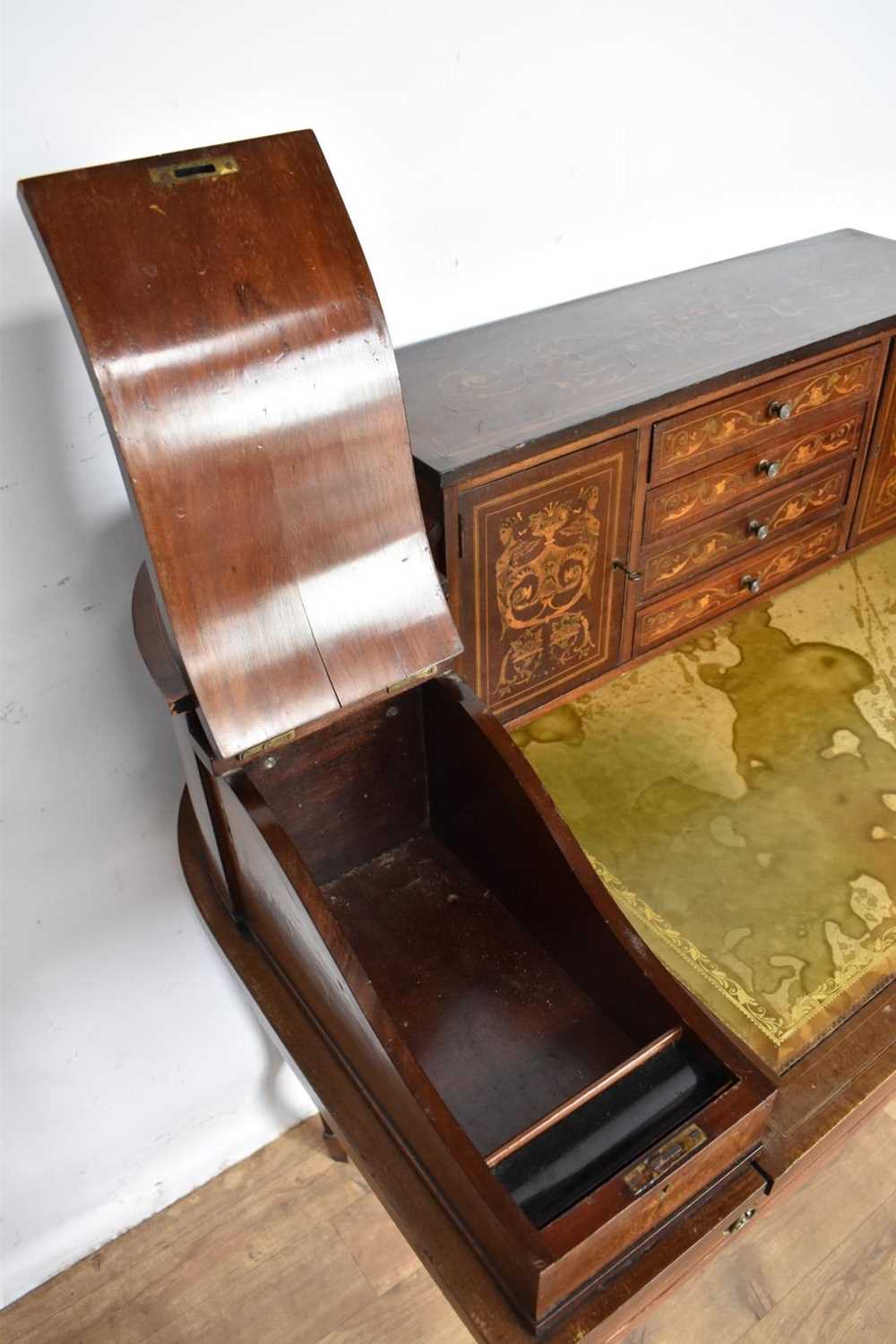 Edwardian mahogany and marquetry Carlton House desk - Image 7 of 27